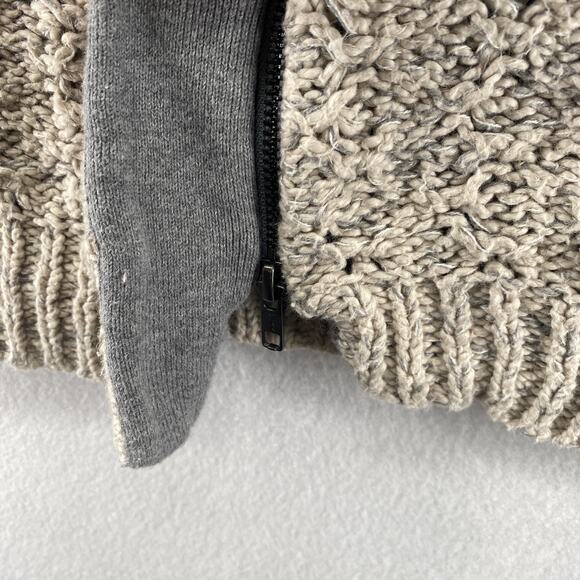 EILEEN FISHER Sweater L Organic Cotton Cozy Twist Two Way Zip Jacket Beige - Picture 9 of 13